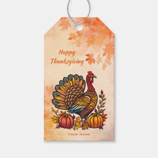Étiquettes-cadeau Tag Cadeau Thanksgiving traditionnel (Devant)