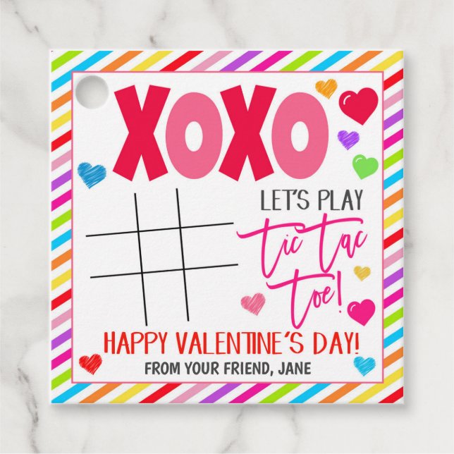 Étiquettes Cadeau Tag cadeau Valentine Tic Tac Toe (Devant)