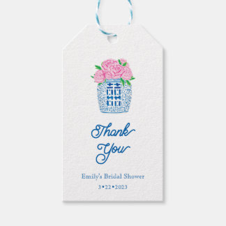 Étiquettes-cadeau Tag Chinoiserie Blue and White Hydrangea Merci