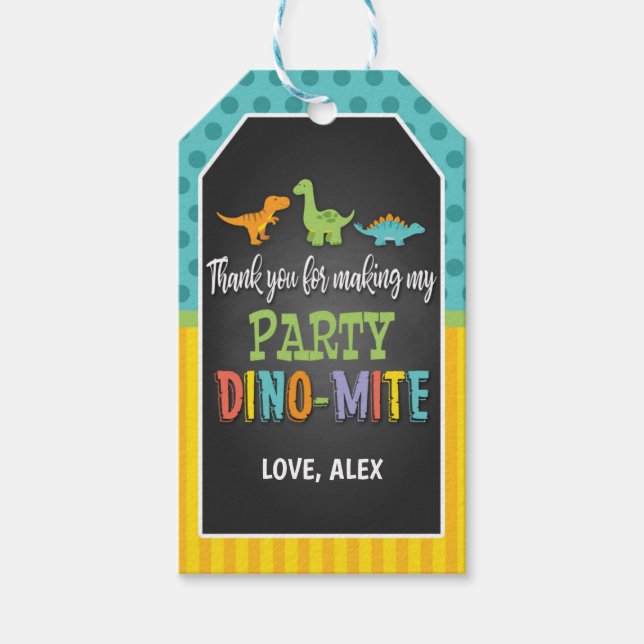 Étiquettes-cadeau Tag d'anniversaire de Dinosaur Favoriser (Devant)