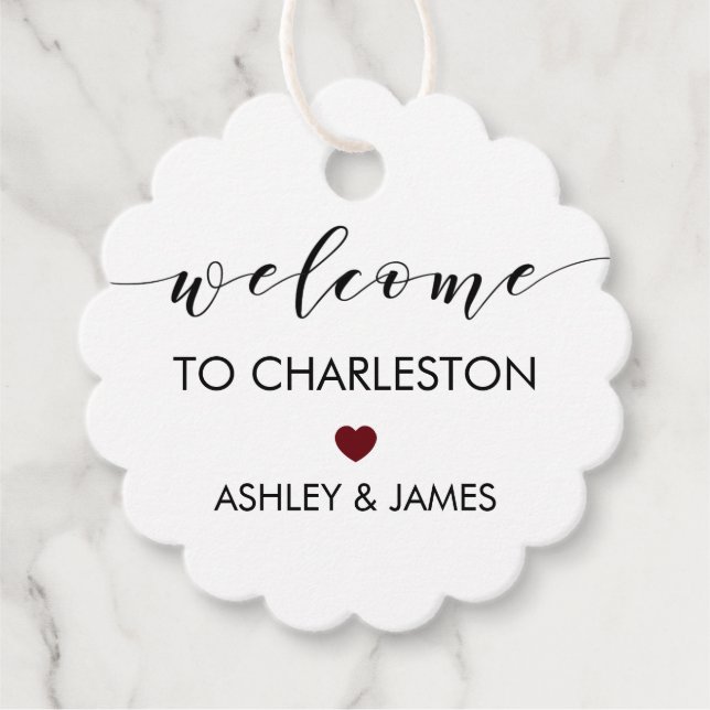 Étiquettes Cadeau Tag de bienvenue mariage, Hôtes, Bourgogne (Devant)