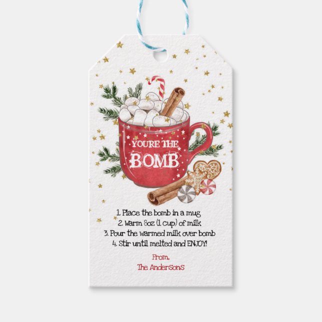 Étiquettes-cadeau Tag de bombe chocolatée de Noël (Devant)