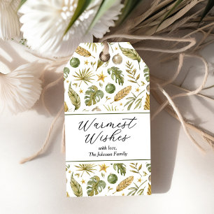 Étiquettes-cadeau Tag de cadeau de Noël tropical de feuille d'aquare