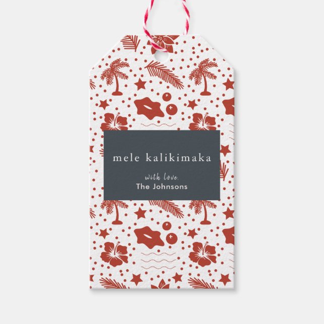 Étiquettes-cadeau Tag de cadeau rouge de Noël Hawaiian Mele Kalikima (Devant)
