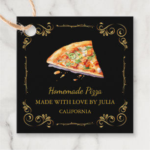 Étiquettes Cadeau Tag de Carré de pizza vintage fait maison