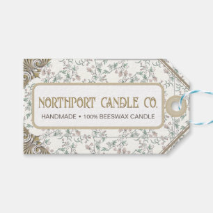 Étiquettes-cadeau Tag de cire d'abeille fleurie