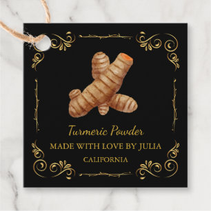 Étiquettes Cadeau Tag de hang Carré vintage en poudre de curcuma fai
