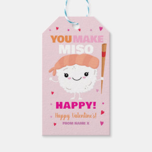 Étiquettes-cadeau Tag de la Journée de Sushi Valentines Miso