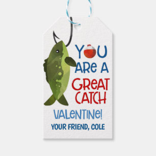 Étiquettes-cadeau Tag de la pêche Valentine Great Catch Favor