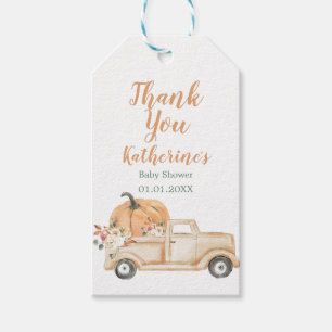 Étiquettes-cadeau Tag de Merci de camion de pêche Citrouille Rustic