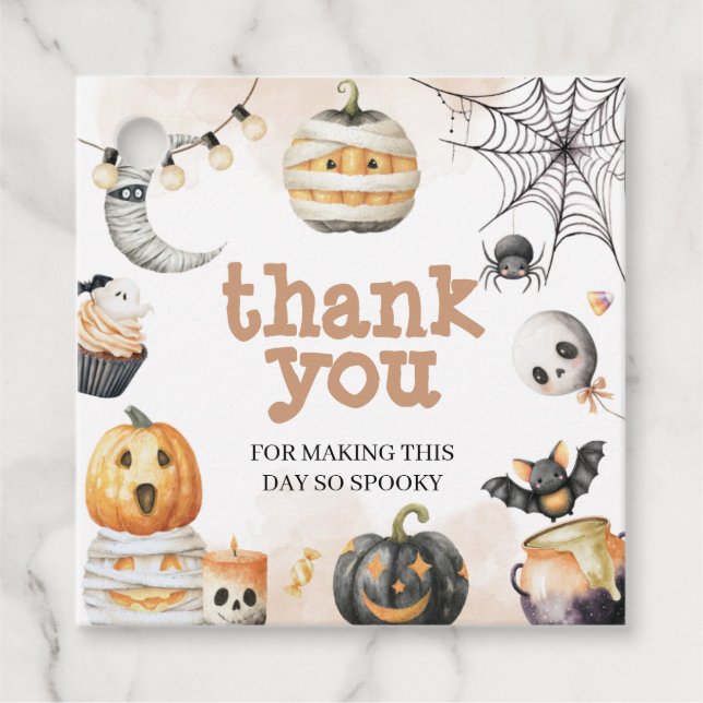 Étiquettes Cadeau Tag de Merci Halloween éffrayant (Devant)