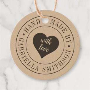 Étiquettes Cadeau Tag de prix du produit artisanal avec amour Kraft