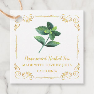 Étiquettes Cadeau Tag de thé de menthe à la maison vintage Carré Han
