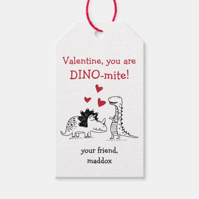 Étiquettes-cadeau Tag Dinosaur Valentine's Day (Devant)