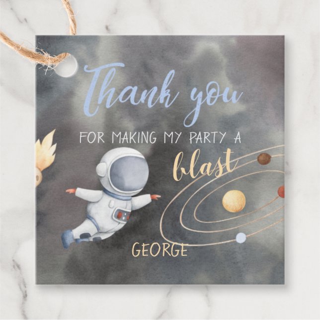 Étiquettes Cadeau Tag du Merci spatial astronaute (Devant)