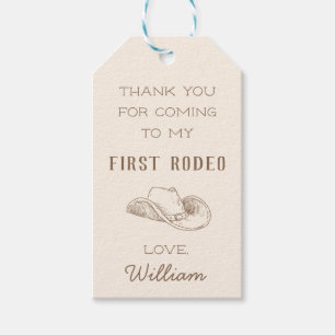 Étiquettes-cadeau Tag du premier Rodeo Cowboy Western Birthday Merci
