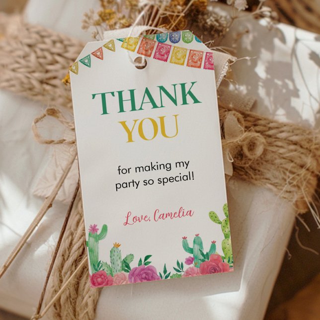 Étiquettes-cadeau Tag Fiesta Cactus Merci fête d'anniversaire (Créateur téléchargé)