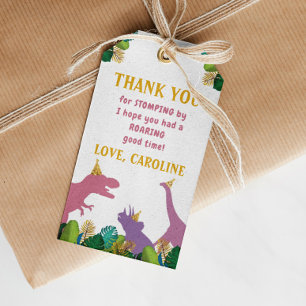 Étiquettes-cadeau Tag Fille Dinosaur Merci de fête d'anniversaire