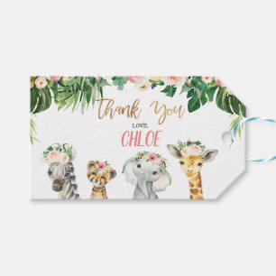 Étiquettes-cadeau Tag Filles Floral Foliage Safari Animaux Anniversa
