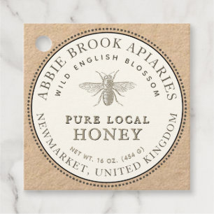 Étiquettes Cadeau Tag Kraft et ivoire de miel avec abeille à miel