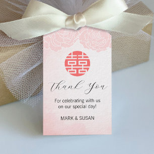 Étiquettes-cadeau Tag Mariage chinois Aquarelle double bonheur