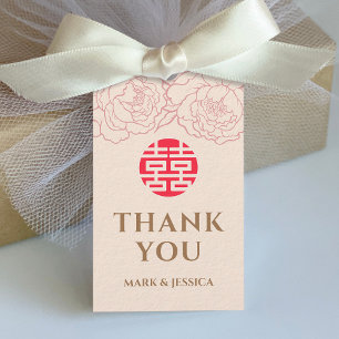 Étiquettes-cadeau Tag Mariage chinois élégant double bonheur