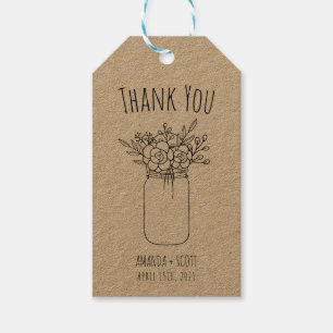 Étiquettes-cadeau Tag Mason Jar Bouquet Merci Favor de mariage