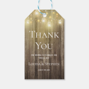 Étiquettes-cadeau Tag Mason Jar illumine le Merci Mariage rustique
