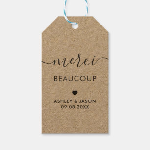 Étiquettes-cadeau Tag Merci Beaucoup, Merci Mariage Tags, Kraft