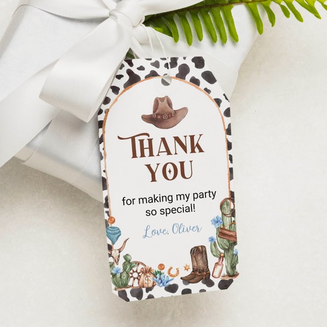 Étiquettes-cadeau Tag Merci d'anniversaire de Highland Cowboy (Créateur téléchargé)