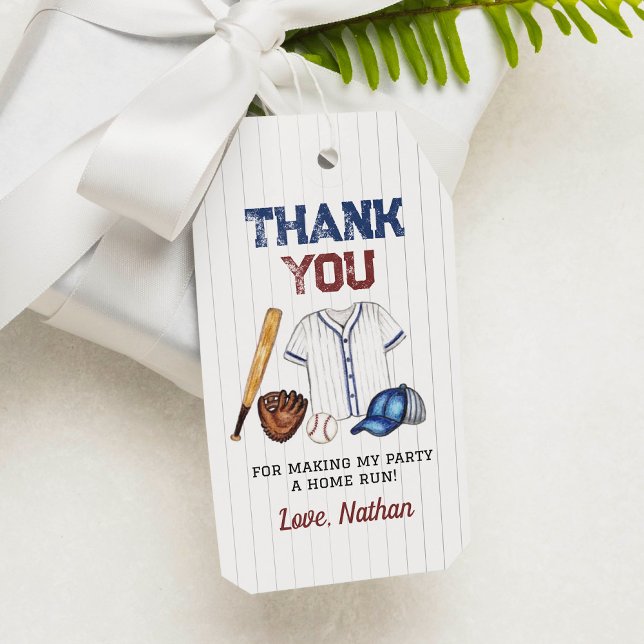Étiquettes-cadeau Tag Merci de baseball Anniversaire (Créateur téléchargé)