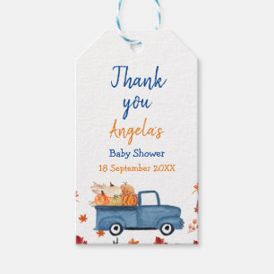 Étiquettes-cadeau Tag Merci de camion Citrouille orange. Étiquettes-