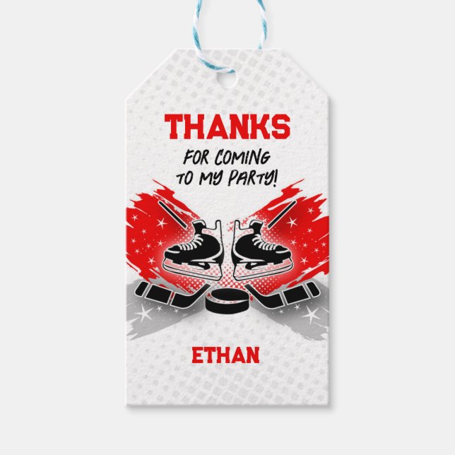 Étiquettes-cadeau Tag rouge Merci de hockey (Devant)