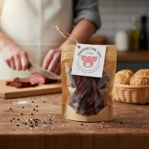 Étiquettes Cadeau Tag rustique Jerky de porc avec Silhouette de porc