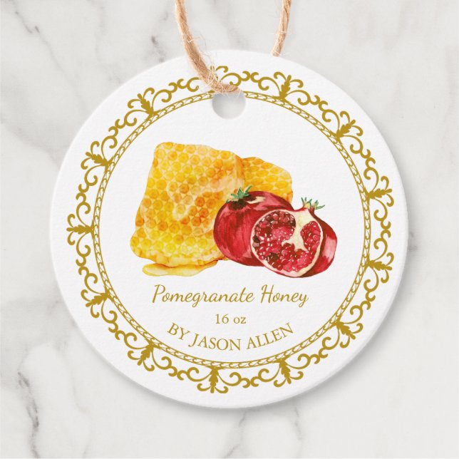 Étiquettes Cadeau Tag vintage Honeypeb Pomegrana Honey Hang (Devant)