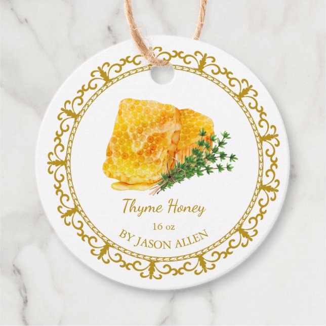 Étiquettes Cadeau Tag vintage Honeypeb Thyme infusé Honey Hang (Devant)
