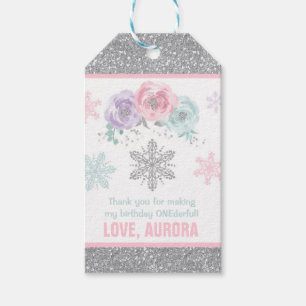 Étiquettes-cadeau Tag Winter ONEderland Silver Party Favor Merci