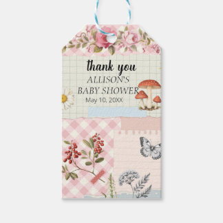 Étiquettes-cadeau Tags À damiers cadeaux Chic Rose avec accents flor