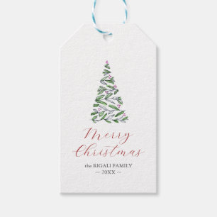 Étiquettes-cadeau Tags Cadeau Arbre de Noël Elegant Aquarelle