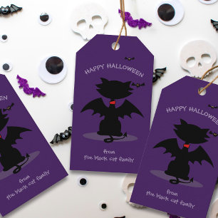 Étiquettes-cadeau Tags cadeau Halloween Chat Bat noir ou Traiter