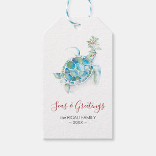 Étiquettes-cadeau Tags Cadeaux de Noël Cute Beach Seas & Salutations
