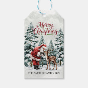 Étiquettes-cadeau Tags cadeaux de Noël Père Noël & Deer vintage