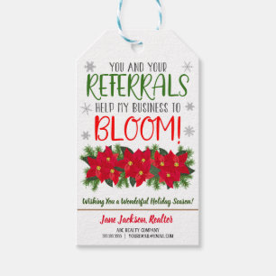 Étiquettes-cadeau Tags cadeaux de Noël Poinsettia Realtor