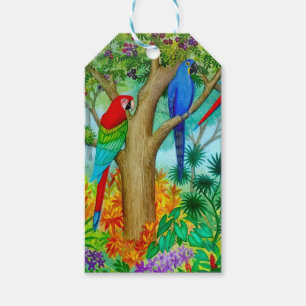 Étiquettes-cadeau Tags cadeaux de perroquets macaw tropicaux