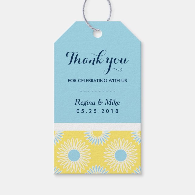 Étiquettes-cadeau Tags cadeaux Motif de tournesol jaune pour Mariage (Devant)