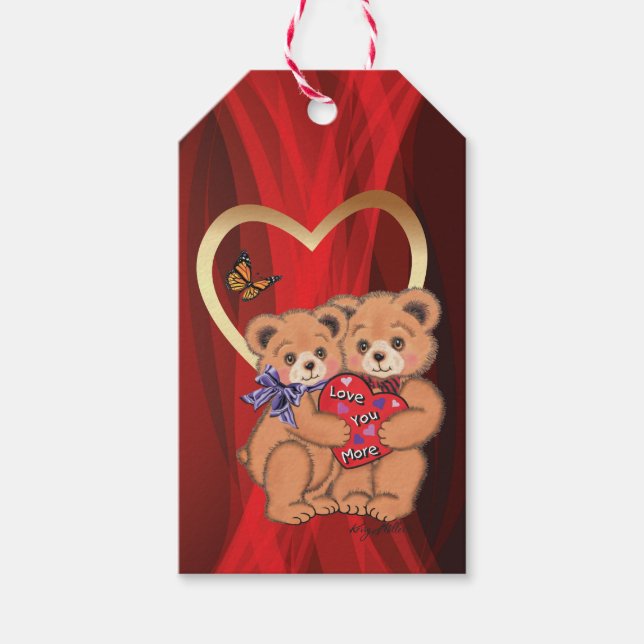 Étiquettes-cadeau Tags cadeaux Ours romantiques (Devant)