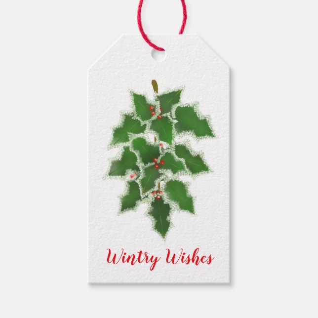Étiquettes-cadeau Tags cadeaux Snowy Holly (Devant)