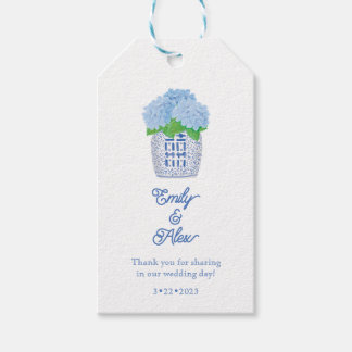 Étiquettes-cadeau Tags Chinoiserie Blue and White Hydrangea