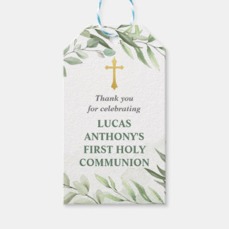 Étiquettes-cadeau Tags du Merci de la première communion à Eucalyptu