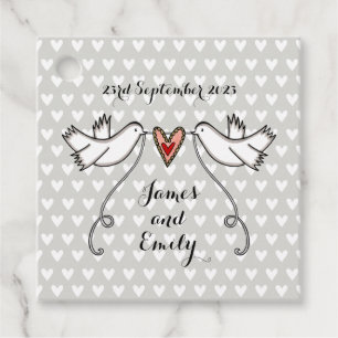Étiquettes Cadeau Tags favoris de mariage des colombes blanches pers